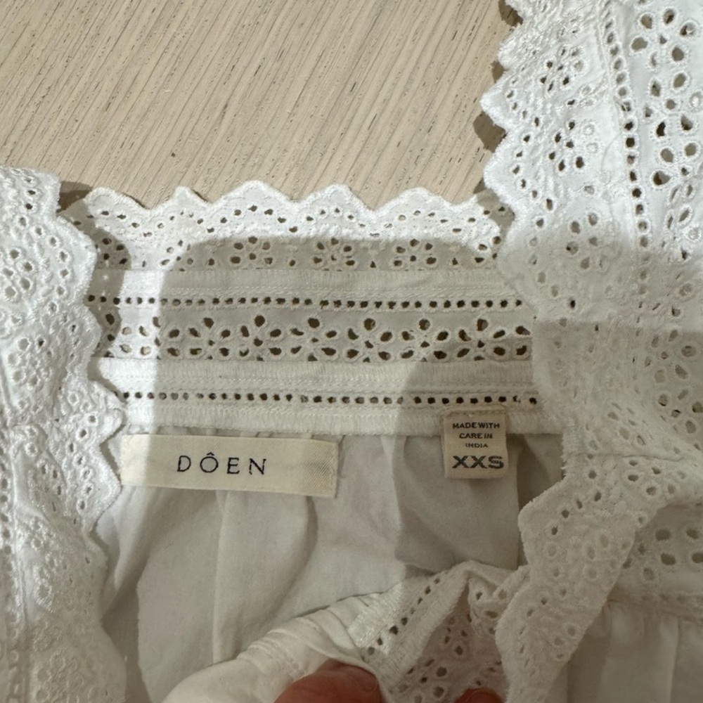 Doen Tillie White Lace Button Tank Top in White Size XXS - Picture 4 of 5